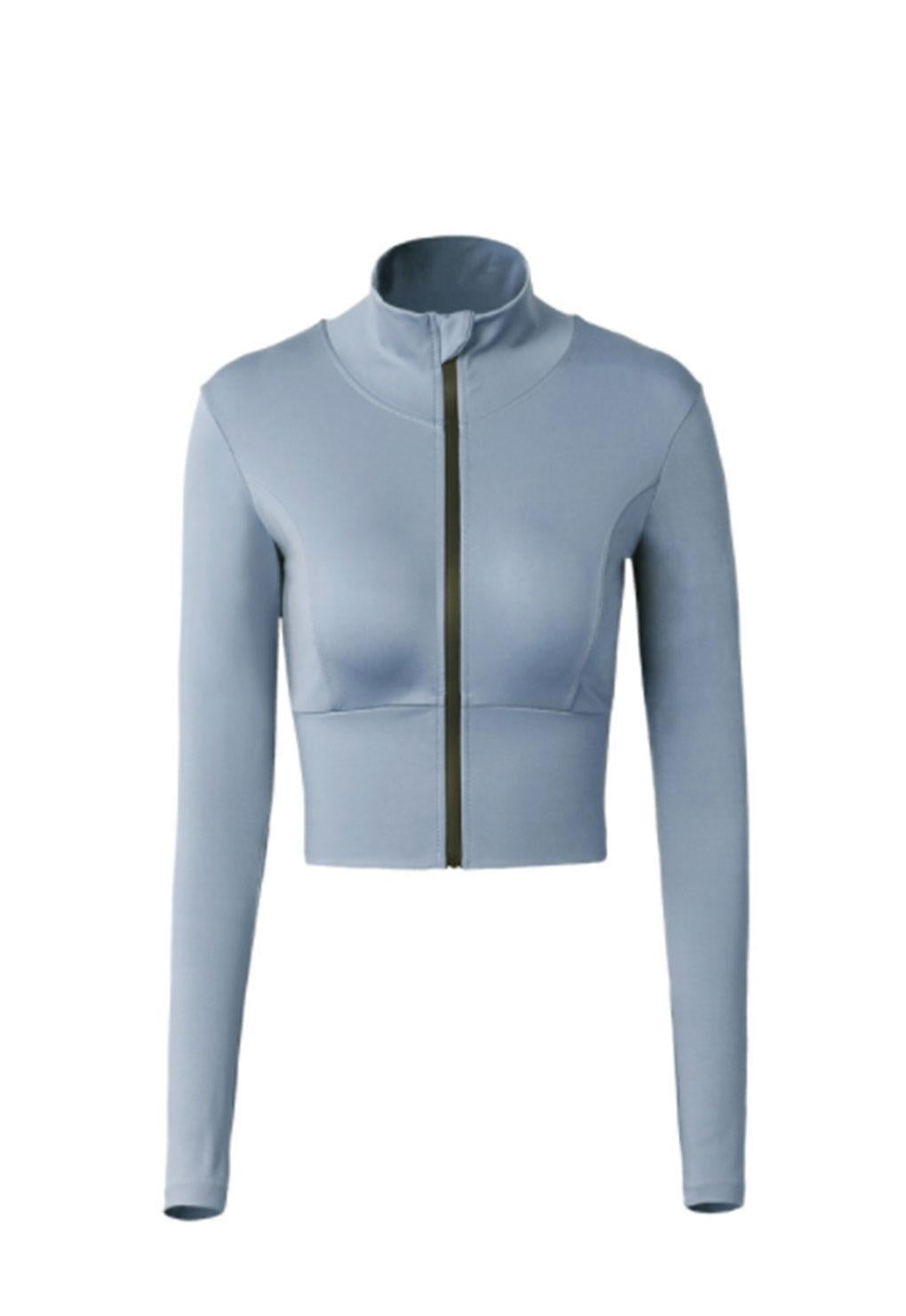 Poleron crop con cierre azul