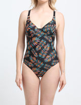 Traje de baño enterito básico estampado verde