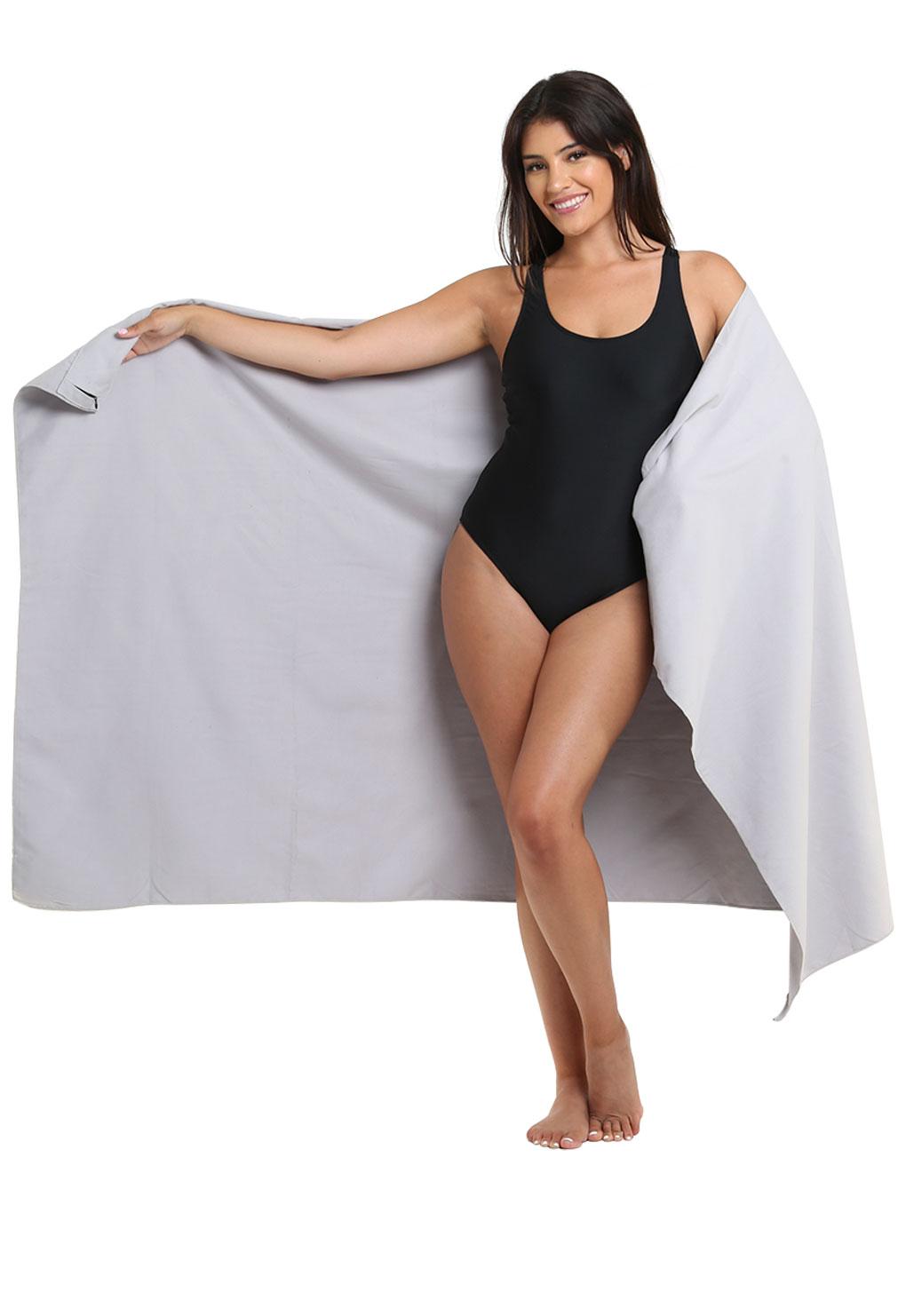 Toalla de microfibra secado rápido grande gris