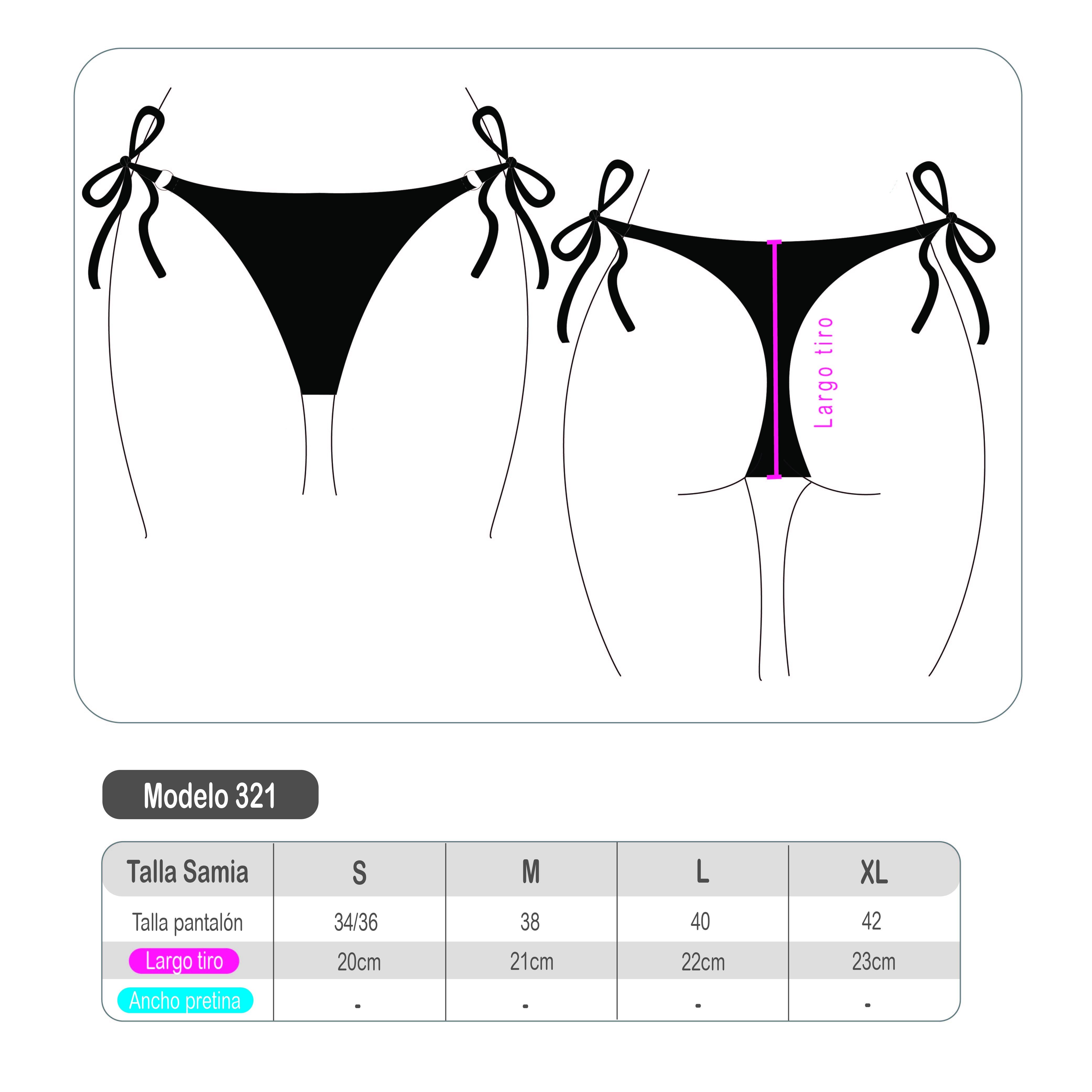 Bikini calzón colaless basico con amarras estampado coral