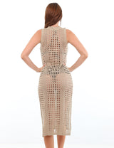 Salida de playa vestido largo beige