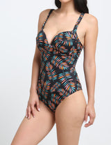 Orange print one-piece swimsuit