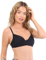 Bikini estilo sostén drapeado negro