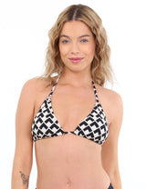 Bikini triangulo argolla estampado negro