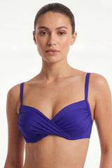 Bikini estilo sostén torcido copa c azul brillante