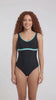 Traje de baño deportivo con vivos verde