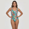 Traje de baño mujer reductor clásico estampado verde