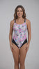 Traje de baño deportivo reductor estampado lila