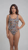 Traje de baño tirantes arruchados animal print