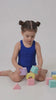 Traje de baño deportivo de niña azul