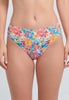Bikini clásico costados drapeados estampado coral