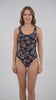 Traje de baño tirantes arruchados estampado hojas
