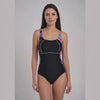 Traje De Baño Deportivo Deportivo estampado negro