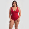 Traje de baño reductor estilo corset ajustable rojo