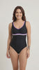 Traje de baño deportivo con vivos morado