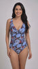 Traje de baño con vuelos estampado azul