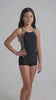 Traje de baño natación niña con pierna estampado verde
