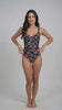 Traje de baño enterito básico estampado verde