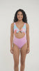 Trikini con nudo ajustable estampado fucsia