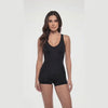 Traje de baño mujer natación pierna corta bicolor negro