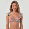 Bikini triangulo con vuelos estampado coral