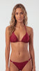 Bikini triángulo drapeado rojo brillante