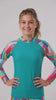 Polera niña protección UV estampado verde