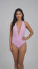 Traje de baño enterito con escote morado